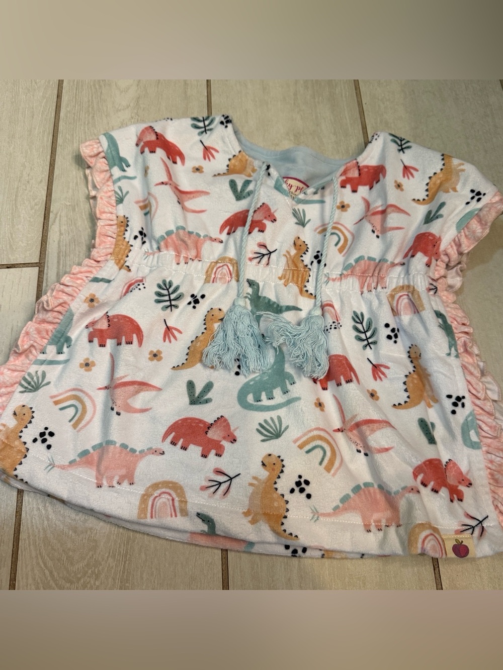 Cheeky Plum Dinosaur Poncho Cover Up 12-24M Hooded Beach Pool Terry Cloth